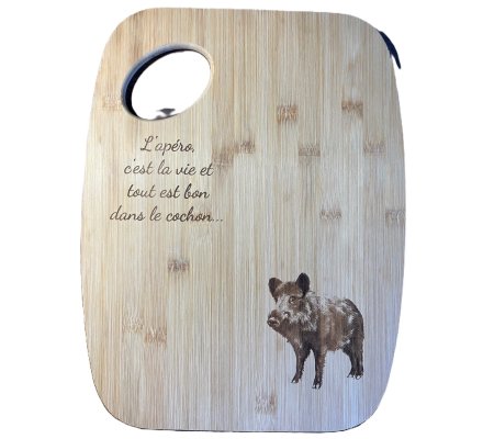 Set de 2 Planches à découper 'apéro' en bois motif Sanglier LOVERGREEN
