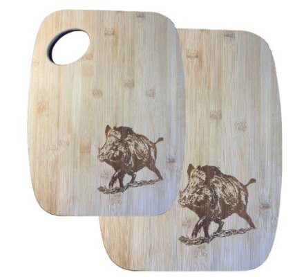 Set de 2 Planches à découper en bois motif Sanglier LOVERGREEN