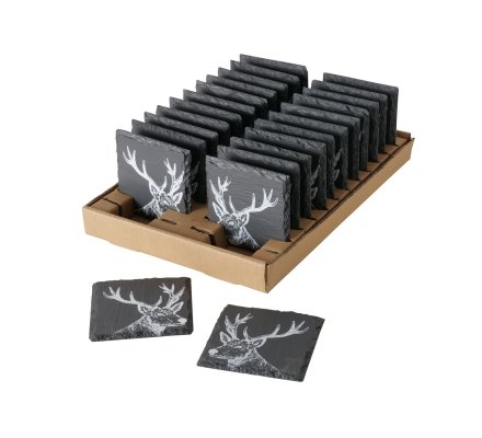 Lot de 2 sous-verre Cerf en ardoise LOVERGREEN