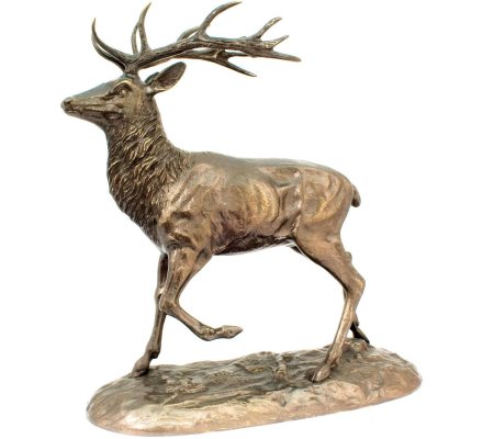 Statuette cerf à l'arrêt en bronze