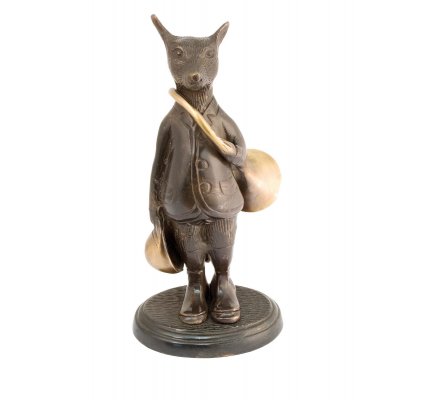 Statuette renard avec trompe de chasse en bronze