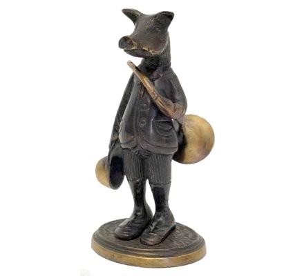 Statuette sanglier avec trompe de chasse en bronze