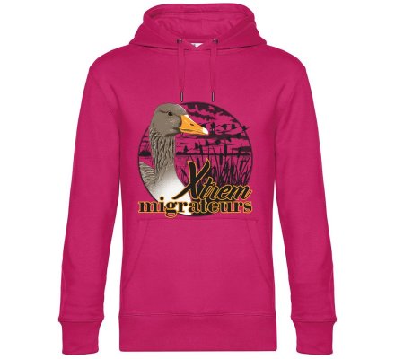 Sweat femme tête oie cendrée rose XTREM MIGRATEURS