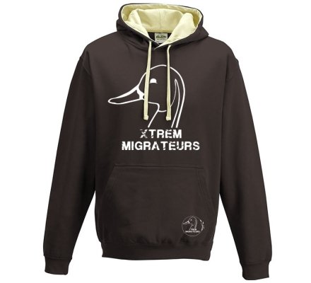 Sweat capuche Xtrem Migrateurs bicolore marron blanc