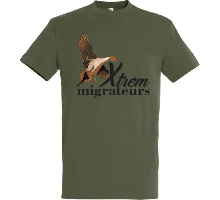 Tee-shirt canard pilet vert XTREM MIGRATEURS