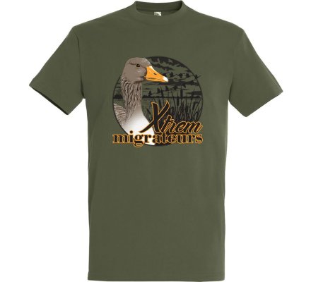 Tee-shirt tête oie cendrée vert XTREM MIGRATEURS