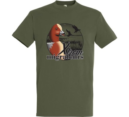 Tee-shirt tête canard siffleur vert XTREM MIGRATEURS