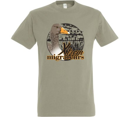 Tee-shirt tête oie cendrée kaki XTREM MIGRATEURS