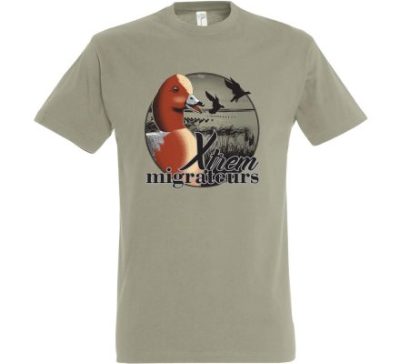 Tee-shirt tête canard siffleur kaki XTREM MIGRATEURS