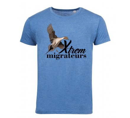 Tee-shirt pilet bleu chiné XTREM MIGRATEURS