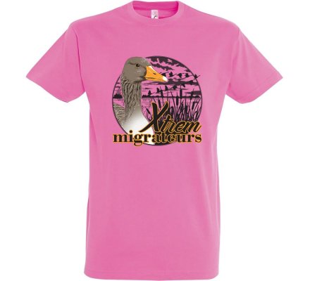 Tee-shirt femme tête oie cendrée rose XTREM MIGRATEURS