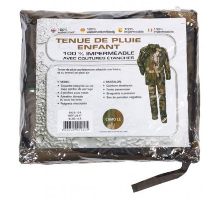 Tenue de pluie enfant camouflage PERCUSSION