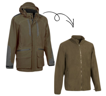 Veste de chasse chamois 2 en 1 kaki PRO HUNT