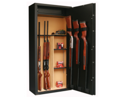 Armoire 11 armes avec lunette + 3 dans la porte et coffre intérieur avec étagères amovibles INFAC SAFE 