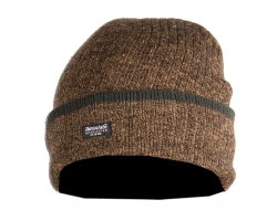 Bonnet mixte marron chiné tricot laine doublé polaire SOMLYS