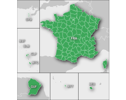 Carte de France pour la Carte Garmin TOPO FRANCE V6 PRO - FRANCE ENTIÈRE + DROM COM