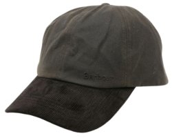 Casquette Ashby en coton huilé et visière velours côtelé olive BARBOUR