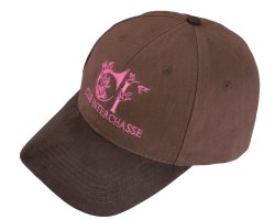 Casquette Eddy marron broderie rose CLUB INTERCHASSE