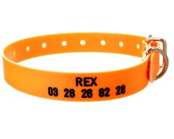 Collier PVC gravé orange fluo 1