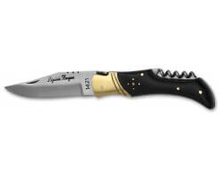 Couteau pliant avec tire-bouchons bois noire 11.5cm Laguiole Bougna 