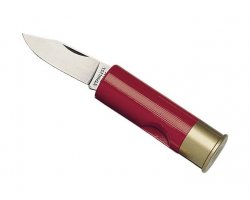 Couteau pliant en forme de cartouche rouge
