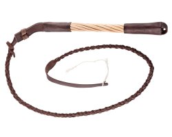 Fouet de chasse à manche torsadé en saule, flotte cuir Country