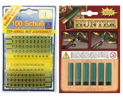 Lot 100 amorces et 6 cartouches pour fusil de chasse Hunter pour enfant