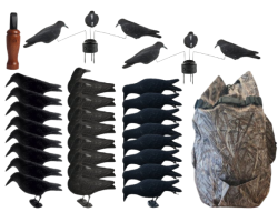 Pack PRESTIGE 24 appelants corbeaux actifs, sac de transport, appeau FT3 et 2 manèges à corbeaux 