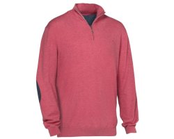 Pull de chasse col zippé rose Winsley Club Interchasse