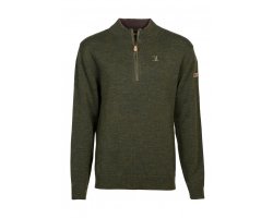 Pull chasse Femme kaki col cheminée brodé Percussion