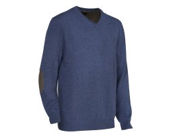 Pull de chasse col en V Bleu Weslon Club Interchasse