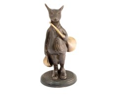 Statuette renard avec trompe de chasse en bronze