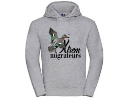 Sweat homme canard sarcelle gris XTREM MIGRATEURS