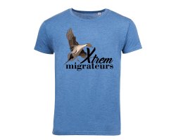 Tee-shirt pilet bleu chiné XTREM MIGRATEURS