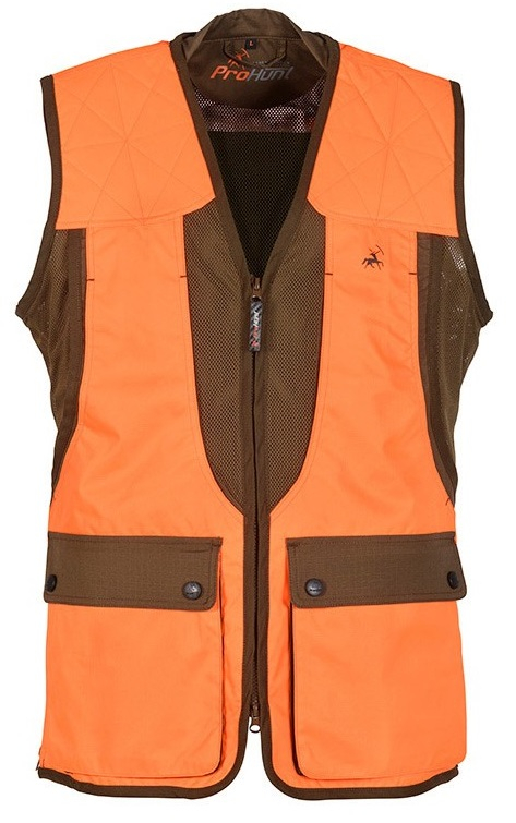 Gilet chasse Grouse kaki et orange Pro Hunt 8057
