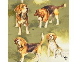 Lot de 20 serviettes en papier chien Beagles LOVERGREEN