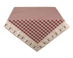 Nappe motif écossais rouge avec bordure Cerf