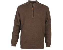 Pull chasse col zippé marron brodé PERCUSSION