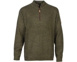 Pull de chasse col zippé kaki broderie Percussion