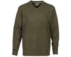 Pull de chasse brodé col V kaki PERCUSSION