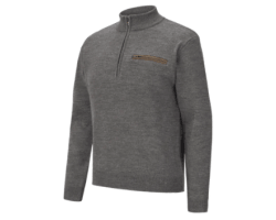 Pull chasse homme col zippé marron Rocheval Verney Carron la ligne