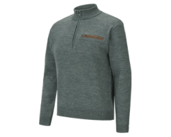 Pull chasse homme col zippé vert Rocheval Verney Carron la ligne