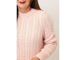 Pull femme Ashdown en maille torsadée rose BARBOUR