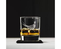 Verre à Whisky Tumbler gravure faisan avec sous verre