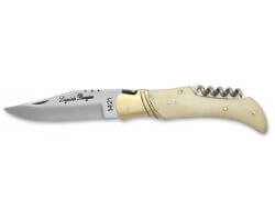 Couteau pliant avec tire-bouchons os blanc 11.5cm Laguiole Bougna 